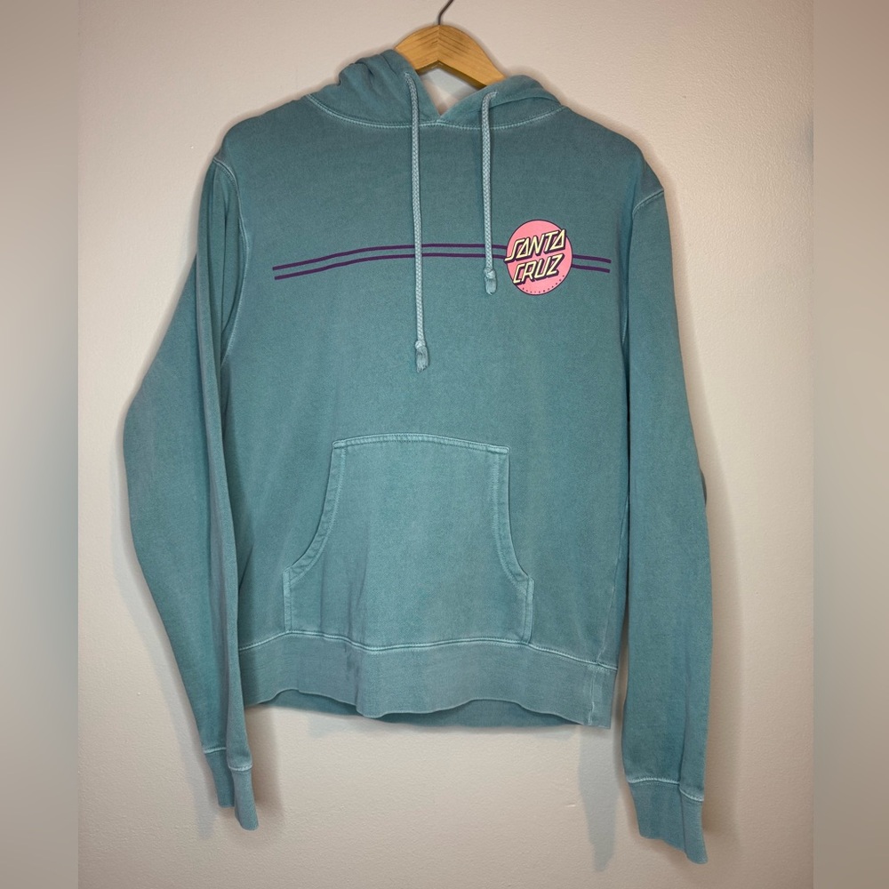 Santa Cruz Graphic Pullover‎ Hoodie Teal Size L